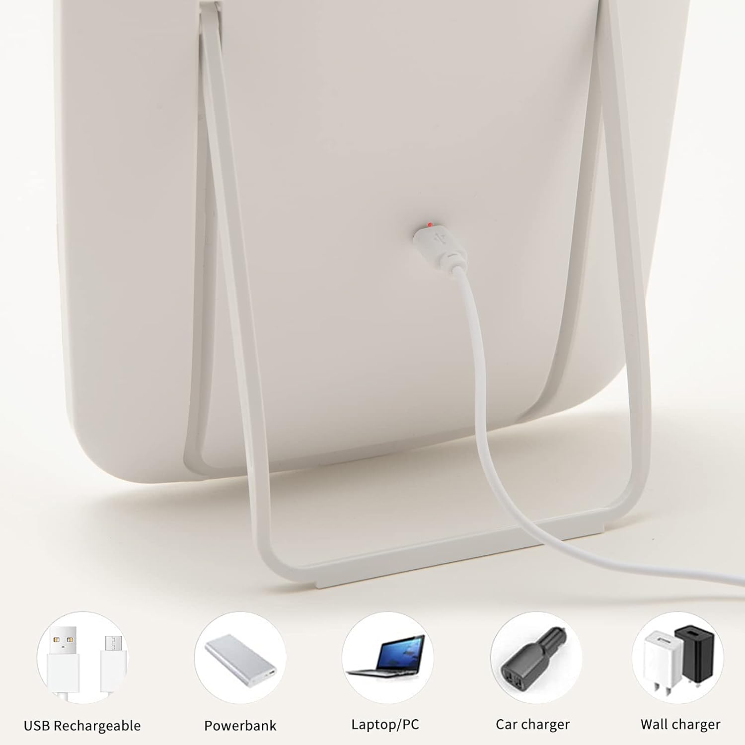 SGUTEN Makeup Mirror Small Desk Mirror with Lights & Magnification, Table Mirror with 10X Magnifying as Travel Mirror, Folding Portable Lighted Vanity Mirror with Lights for Home & Travel, White : Everything Else