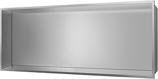 Shower Niche No Tile Needed 24 x 12, Niche for Shower Wall, Insert Tile Ready Recessed, Over Mount Installation, Brushed Nickel