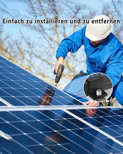 𝟐𝟎 𝐒𝐭ü𝐜𝐤 𝟑𝟎𝐦𝐦 Solarmodul Halterung Endklemme kit：Aluminiumlegierung PV Modul Endklemmen Mit Muttern und Schrauben für Photovoltaik Montageschiene Befestigung Solarpanelen (Schwarz)
