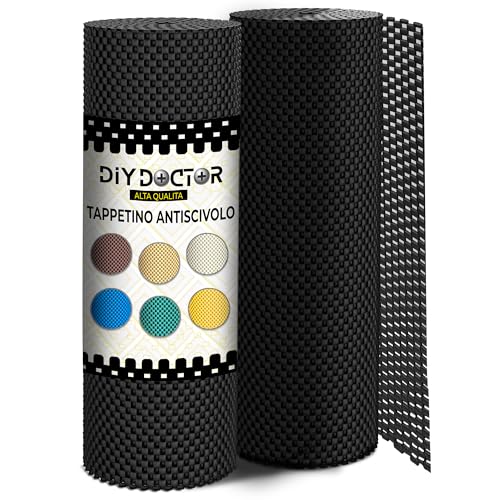 DIY Doctor Rotoli Antiscivolo (2 Pezzi) 190 x 30cm – Tappetino in Gomma per Tappeti, Moquette e Pavimenti Laminati – Nero