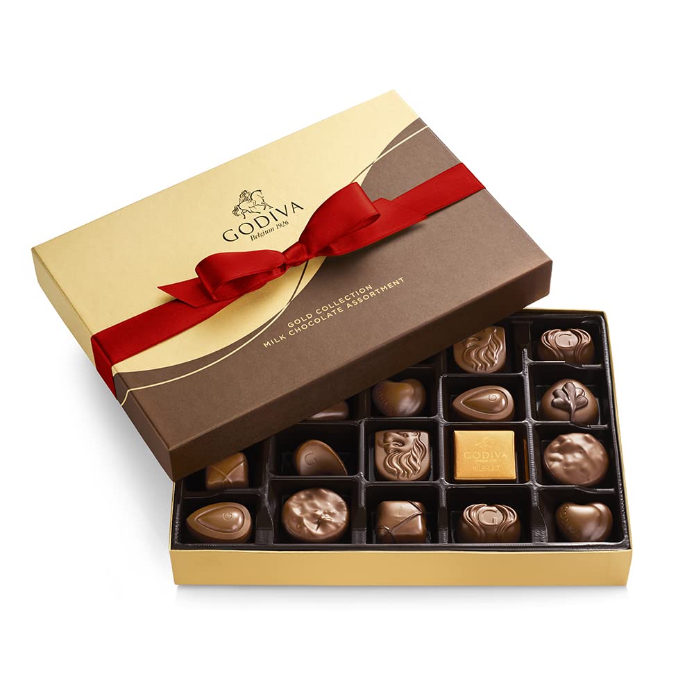 Godiva Chocolatier Milk Chocolate Gift Box with Red Ribbon, 22 Pieces