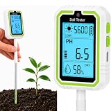Fiula 4-in-1 Digitaler Bodenfeuchtigkeitsmesser & pH-Messgerät für Erde – Präziser Bodentester mit LCD-Anzeige für Bodenfeuchtigkeit, pH-Wert, Temperatur und Licht, für Garten und Zimmerpflanzen