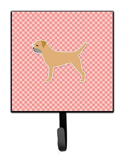 Border Terrier Checkerboard Pink Leash or Key Holder