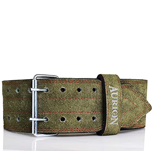 Image of Aurion Super-Belt-Medium(Black) Leather Weight Lifting Back Support Belt, Medium (Black) & Genuine Leather Pro Durable Comfortable & Adjustable with Buckle Weight Lifting Belt (Olive Green, Medium)