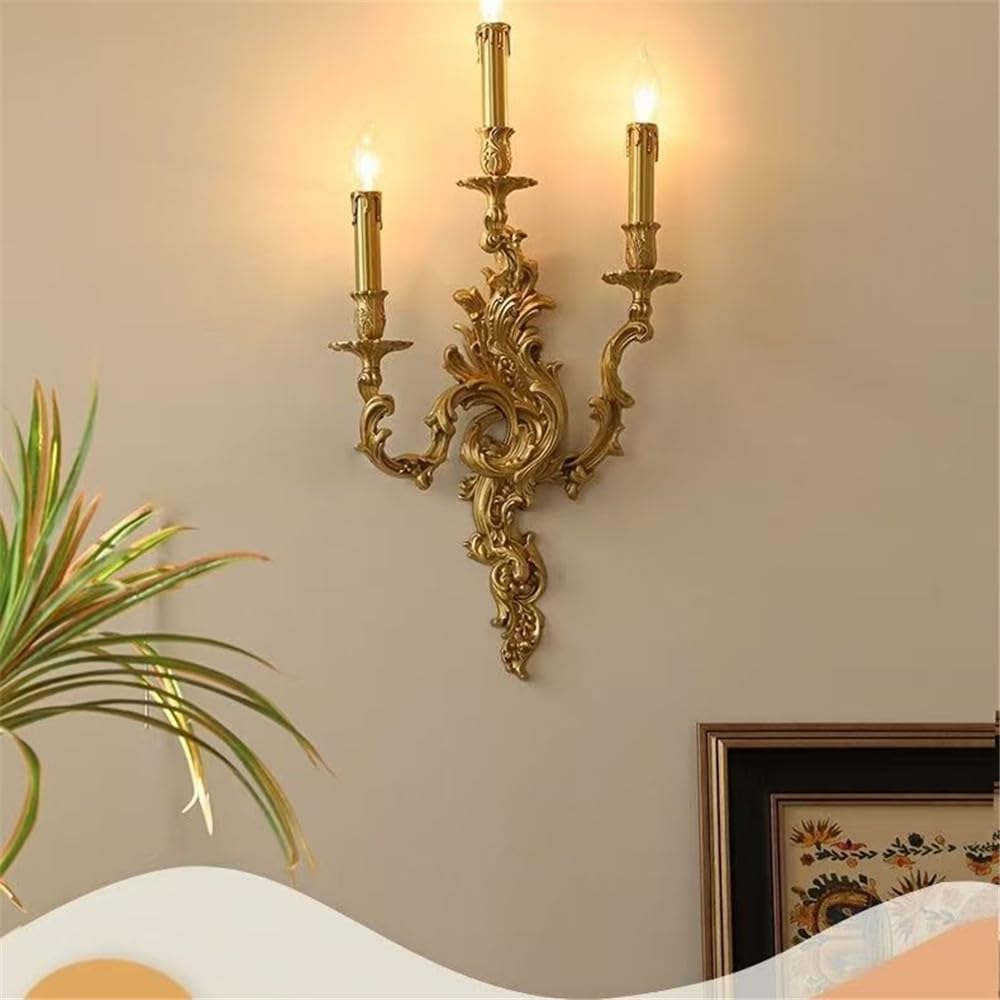 SXECAEPS Brass Wall Lamp LED - American Retro Style for Living Room, Bedroom, Aisle and Corridor Lighting