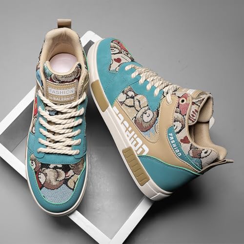 Image of Men's Fashion High Top Chinese Style Skate Sneakers Stylish Comfortable Skateboarding Road Running Walking Shoes