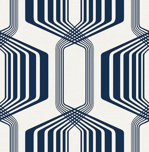 NextWall Striped Geo Peel and Stick Wallpaper (Blue Sapphire)