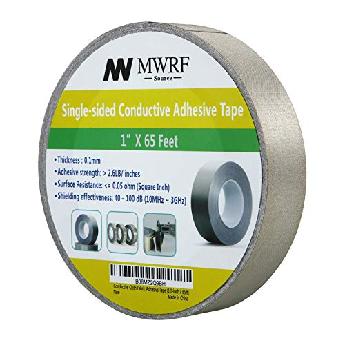 Image of MWRF Source Conductive Cloth Fabric Adhesive Faraday Tape (1.0-inch x 65ft); EMI Grounding; RFID Signal Attenuation; Radio Frequency Signal Attenuation; Guitar Interference Shielding