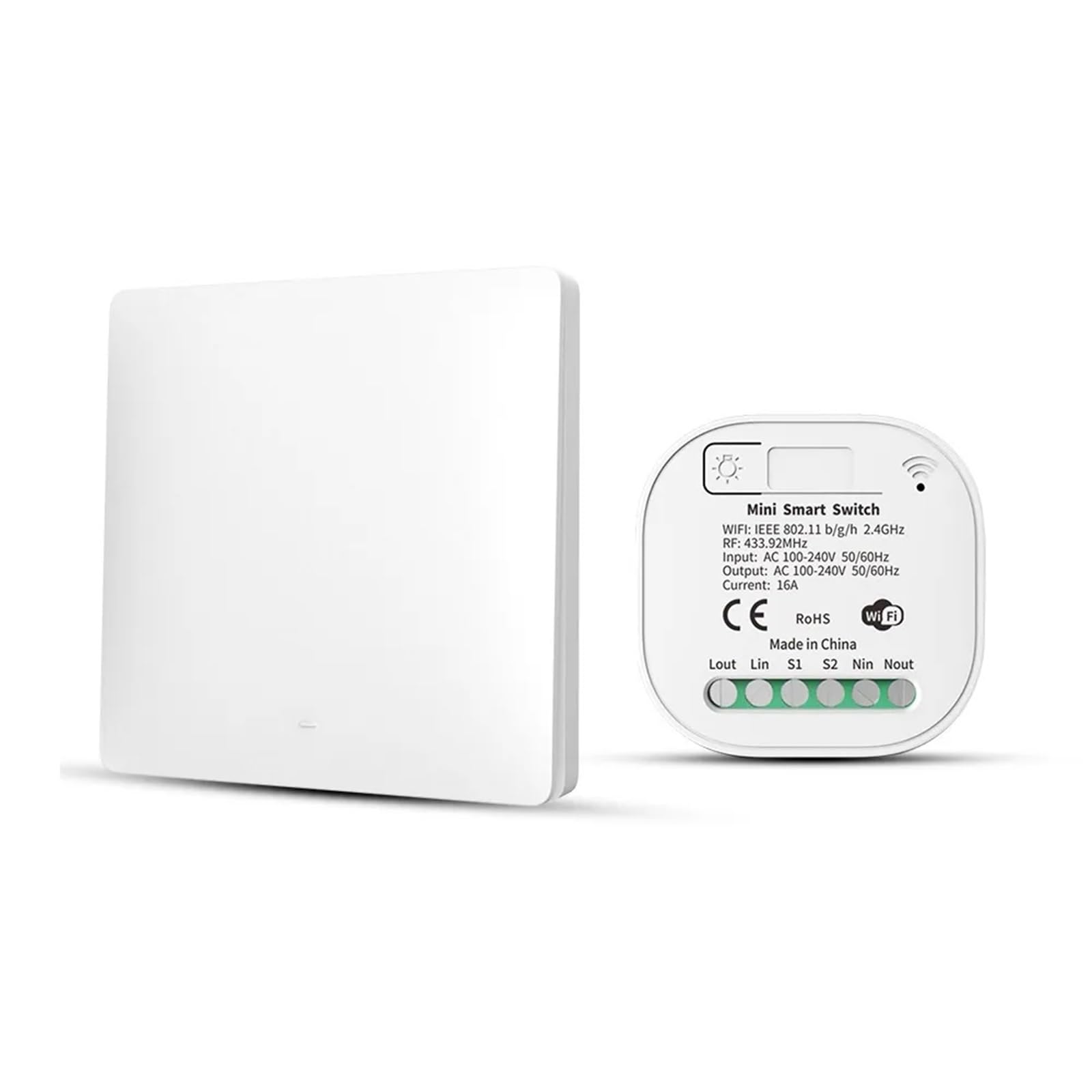 AVIMYA WiFi & RF433 mini moduł przełącznika 16 A 2-drożny włącznik światła ze sterowaniem czasowym wł./wył. (kolor: C)