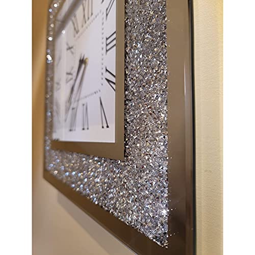 1One Made For You Gatsby Bling Glass Wall Clock Filled With Crushed Diamond Crystals To Sparkle Your Home/Office | Luxury Decor | Handmade | Ideal Gift #TOP1