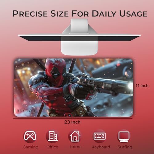 Image of BESTOR Gaming Mousepad with Precise Cut Edges Waterproof Surface & Non-Slip Rubber Base Gaming Mouse Mat for Laptop (60cm x 28cm)