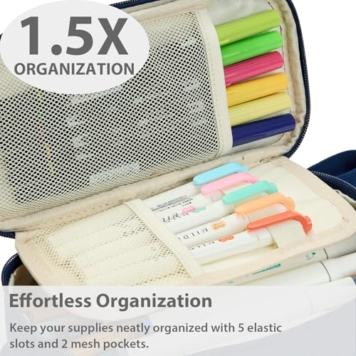 Image of SPACEMATE Pencil Case Pouch Box Bag School Supplies Girls Boys Kids, Cute Preppy Stuff Large Big Capacity Aesthetic Pen Organizer, Back to College Stationary, Midnight Blue, Standard Stlye, 1800ml