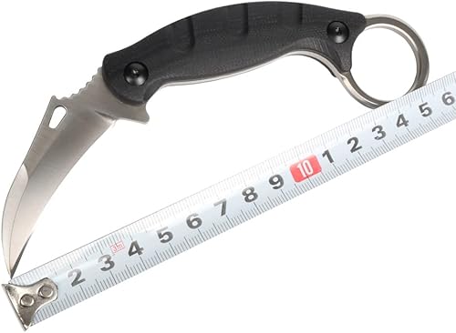 Masalong Cuchillo táctico de supervivencia D2 de acero para acampar al aire libre con funda Kydex (mango negro)