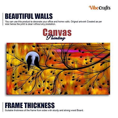 Image of VIBECRAFTS Canvas Paintings for Living Room Drawing Room Bird Couple On Tree Canvas Wall Painting Fitted With Wooden Frame For Home | Office | Living Room | Gift (PTVCH 2474)