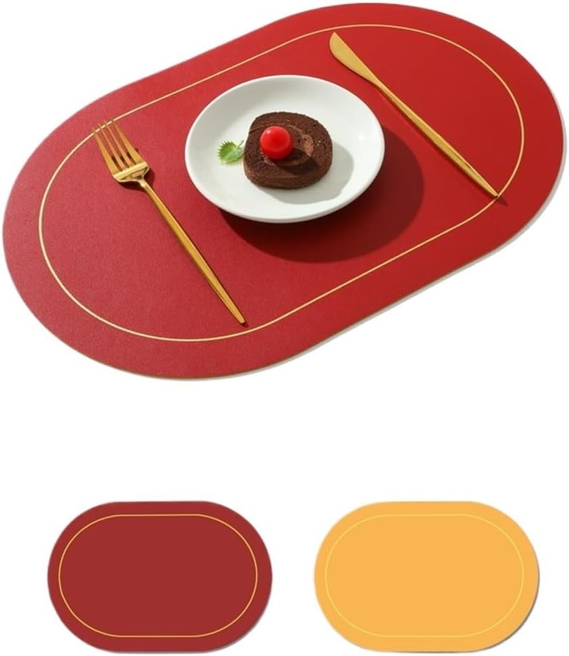 Hotel Placemat Non-Slip Thermal Insulation Mat Meal Wind Leather Western Placemat Oiled Placemat(Gray)