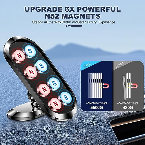 AXFEE Soporte Móvil 360° Giratorio Magnético Universal, contra Sacudidas con 2 Chapas de Hierro, para iPhone, Xiaomi, Samsung y Más Móviles - imagen 4