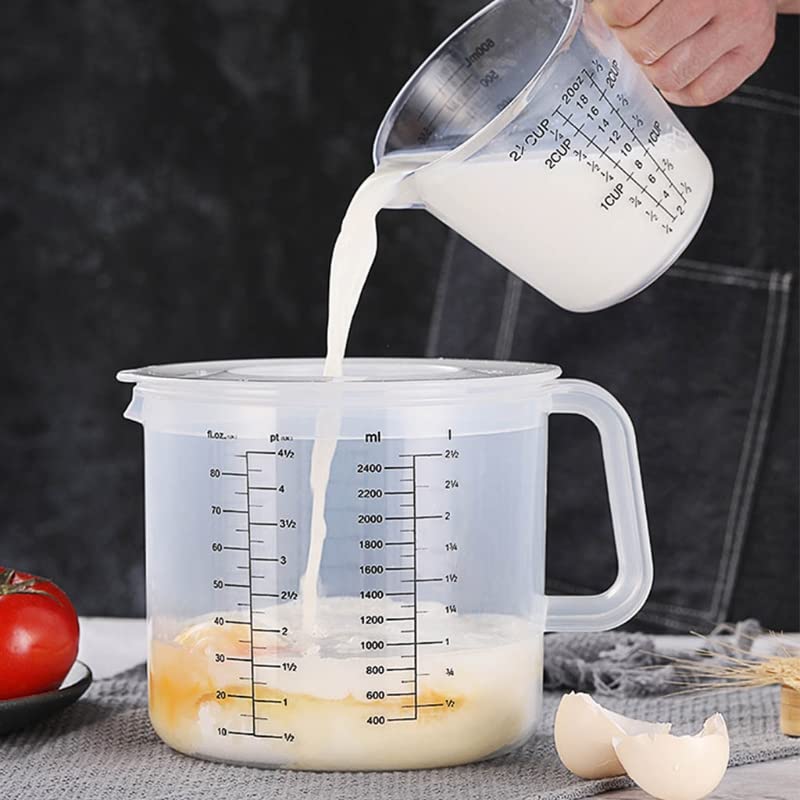 2,5 l duża pojemność miarka do pieczenia miska do mieszania z pokrywką przezroczysty kubek do mieszania do domowej kuchni