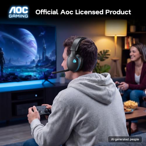 Image of AOC 2.4GHz Wireless Gaming Headset for PS5, PS4, Switch, 45Hr, Space Gray