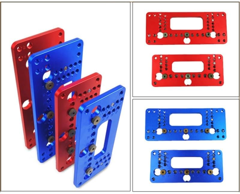 Hole Handle Pitch Punch Locator Woodworking Aluminum Alloy Pocket Jig Set Wardrobe Door Cabinet Positioner Drill Guide Sleeve (Blue,B)