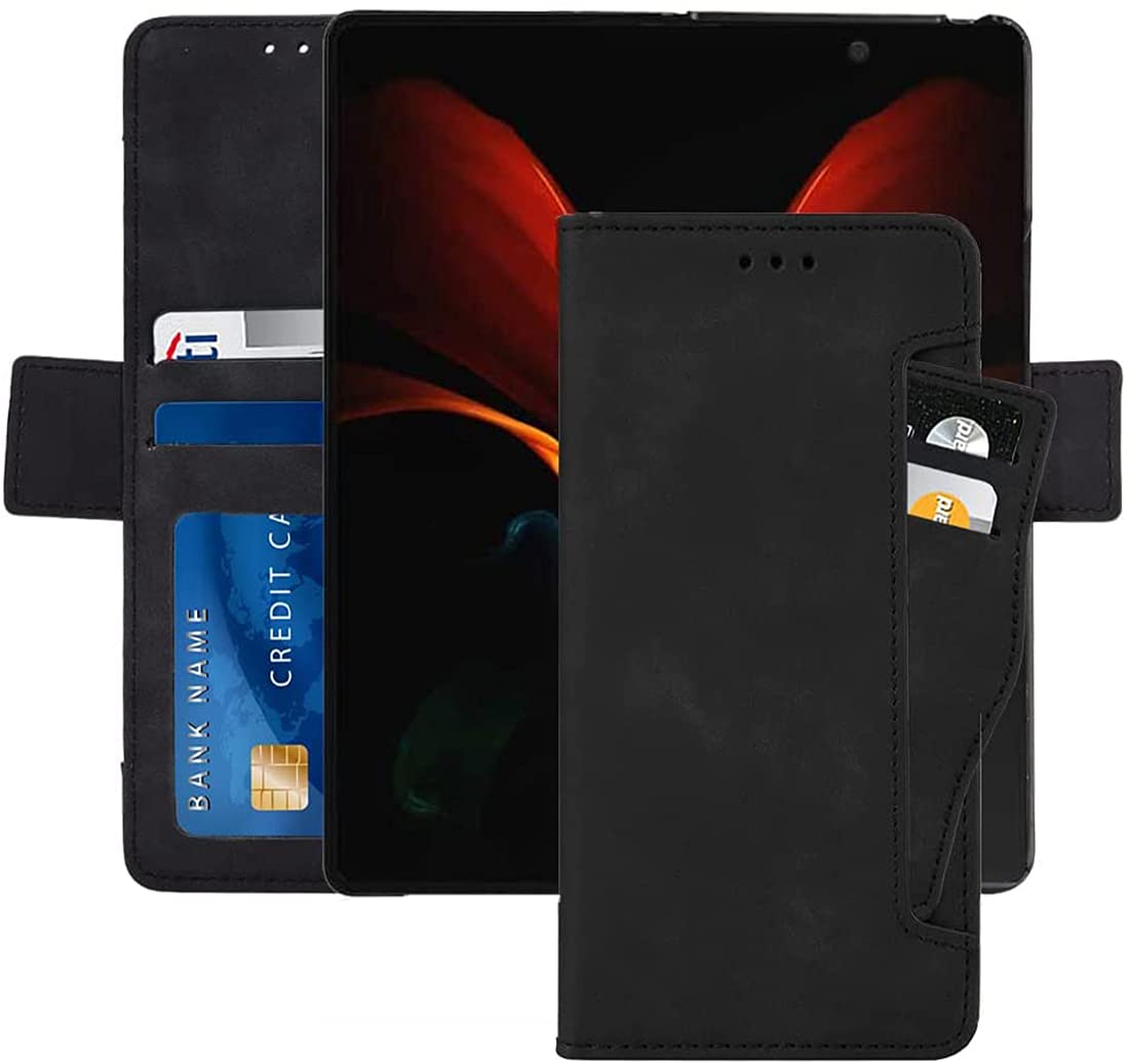 KASTWAVE Case for Samsung Galaxy Z Fold 2 5G Case Cover, Wallet case, Classic Leather Wallet Foldable Case with Credit Card Holder Slots Flip Wallet Case for Samsung Galaxy Z Fold2 Cover (Black)