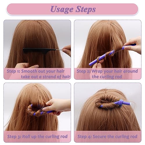 ZOCONE 40PCS Flexi Rods for Hair Thick 80mm+120mm Foam Hair Rollers for Long Hair Satin Heatless Curlers Bendy Foam Hair Rollers for Short Medium Long Hairstyles (Pink - Image 4