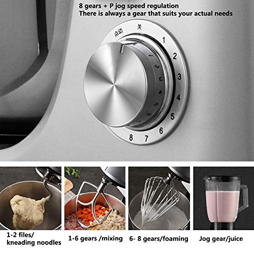 Küchenmaschine Rührmaschine, 8 Geschwindigkeiten Knetmaschine 1200W Teigmaschine Mit 6,5 L Rührschüssel, LCD Bildschirm… – Bild 3