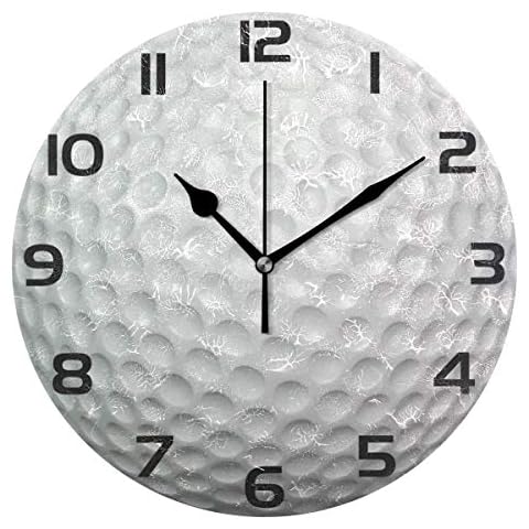 ALAZA Golf Ball Clock Painted Silent Non-Ticking Round Wall Clock Home Art Bedroom Living Dorm Room Decor Cover