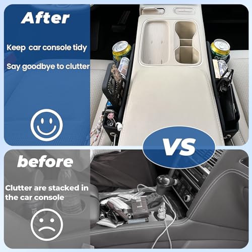 2-Pack Car Seat Gap Filler Organizer with Cup Holder - Premium Leather - Universal Fit - Keeps Cans/Phone/Keys/Wallets Organized(Black) - Image 4