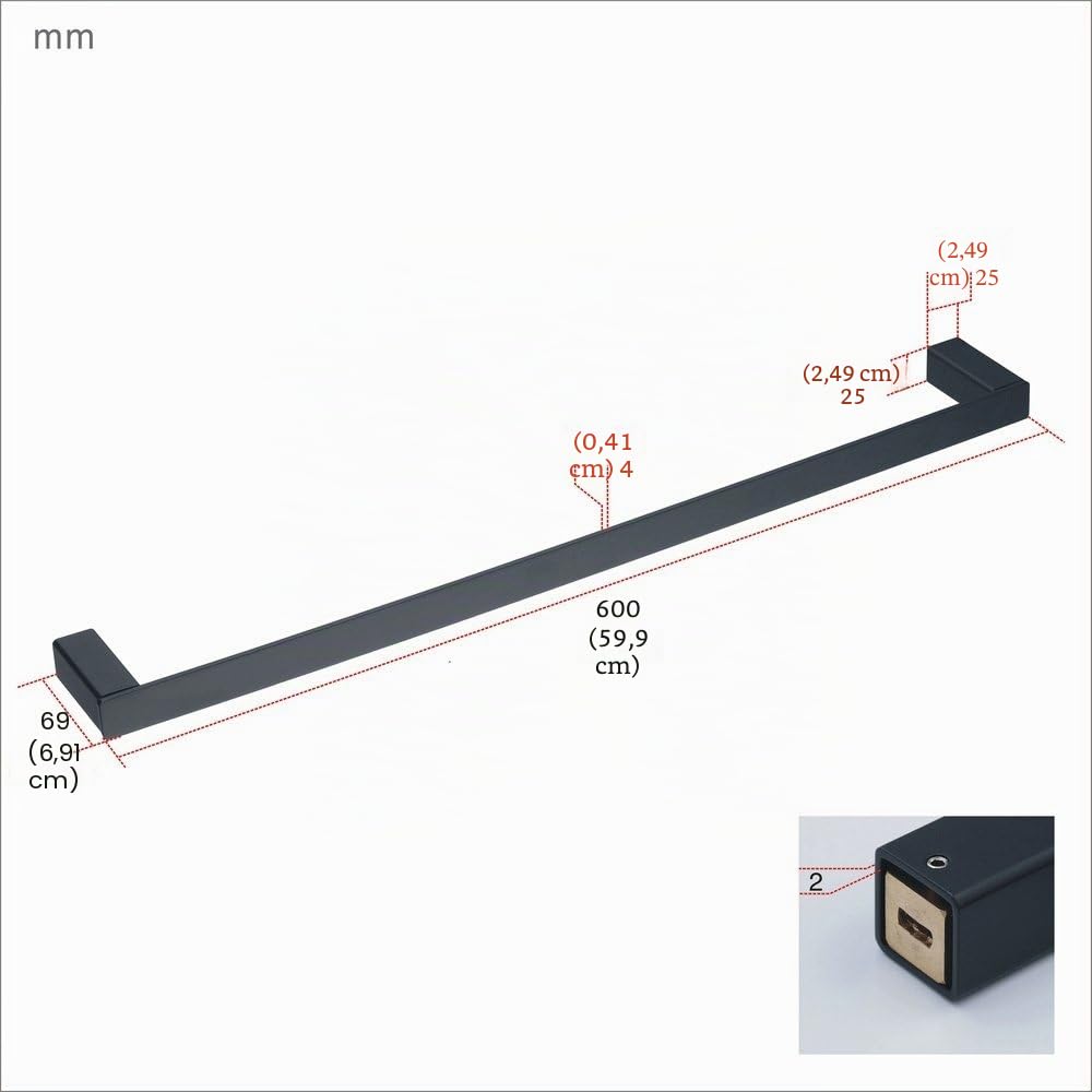 24-Zoll-Badetuch-Stab-einzelne Tuch-Schiene an der Wand befestigt, schwarze Malerei, Beelee BA8501B