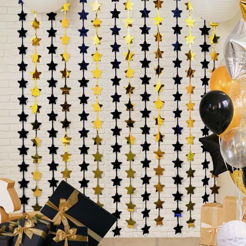 Rideaux à franges aluminium noir doré LOLStar décoration anniversaire paillettes