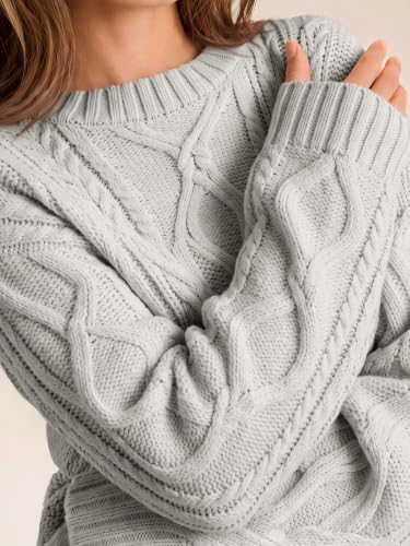 Image of Trendy Queen Women's Oversized Cable Knit Sweaters 2026 Fall Outfits | Quiet Luxury Style, Chunky Knit Texture, Winter Holiday Outfit, Easy Layering Piece, Fall Fashion Staple