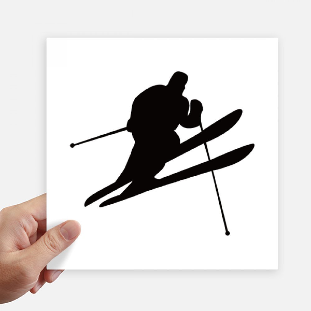 Autocollant carré 20cm sport d hiver ski noir sticker mural pc valise motobike deco 4pcs