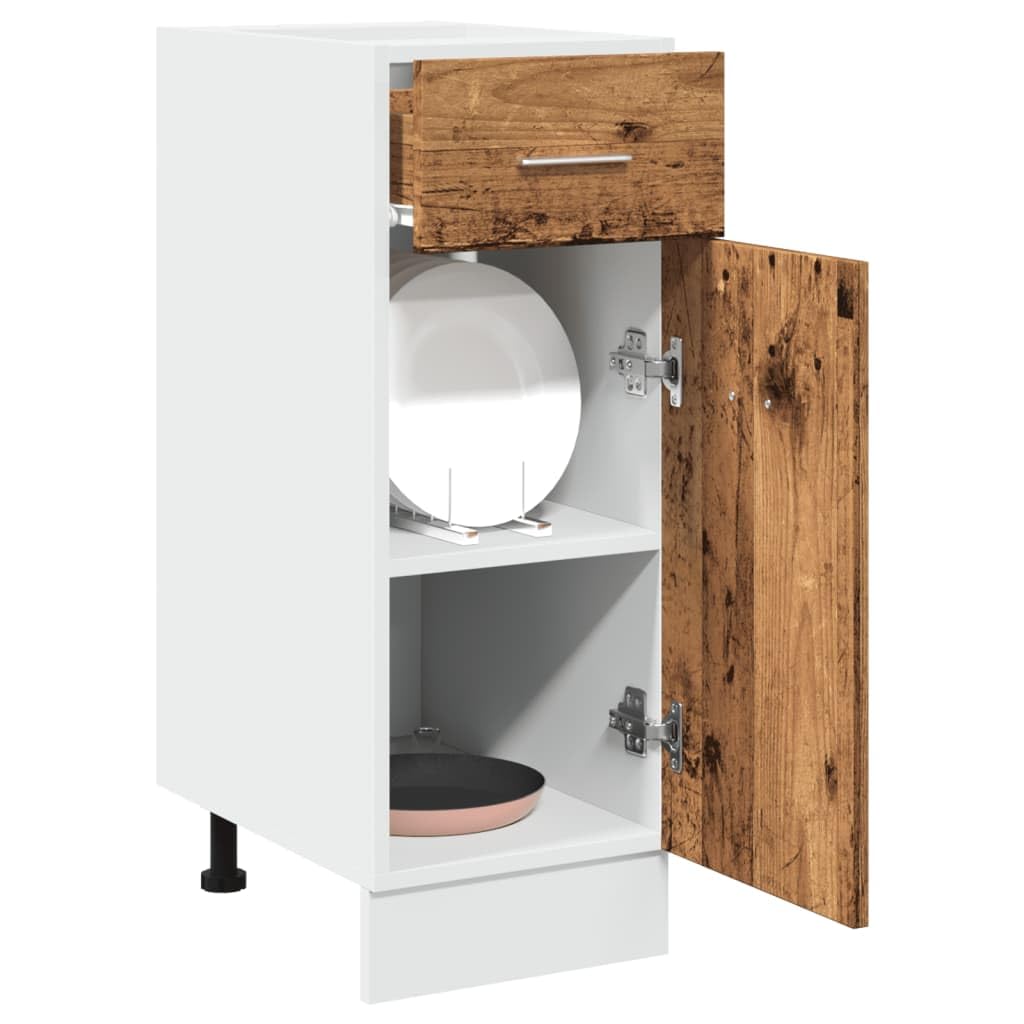 Lyon Schubunterschrank Altholz-Optik, 30x46x81,5 cm, Holzwerkstoff, Küchenschrank mit Schublade, Speisekammer-Lagerung, Küchenschrank