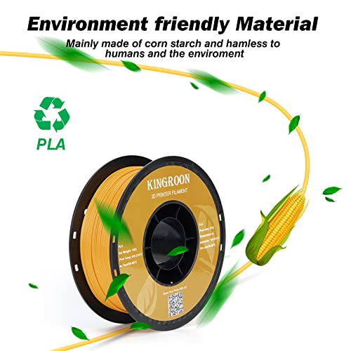 Image of Kingroon PLA 3D Printer Filament, Dimensional Accuracy + /- 0.02 mm, 1 kg Spool(2.2lbs), 1.75 mm,Orange