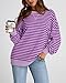 BTFBM Womens Oversized Striped Sweatshirt Crewneck Long Sleeve Pullover Top Casual Y2K Spring Clothes 2026 Workout Shirt(Blue Pink, Large)