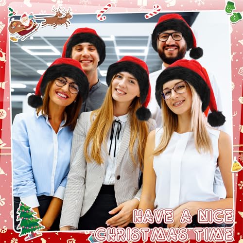 Image of Vicenpal 20 Pcs Santa Hats Bulk for Adults, Red Black, Classic