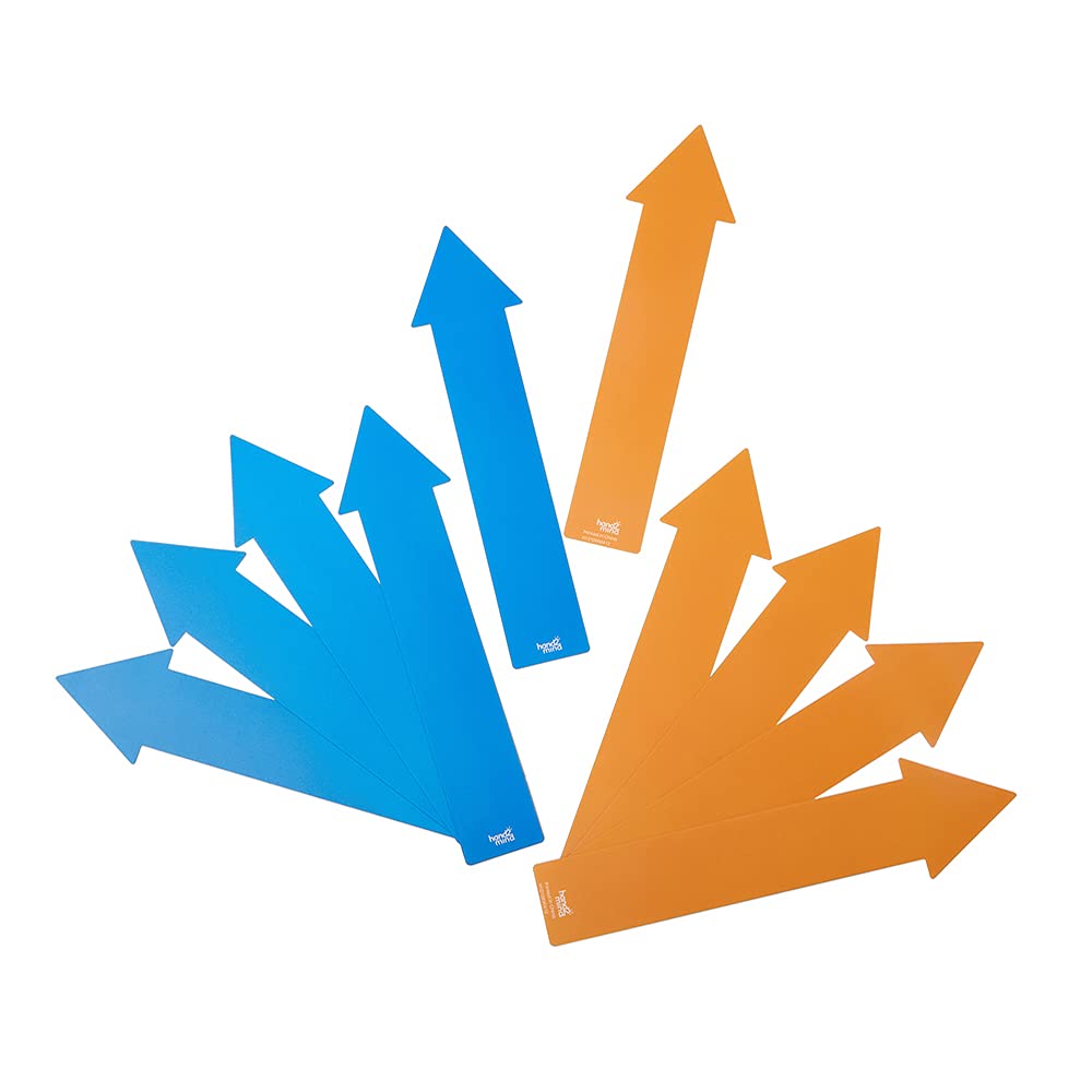 hand2mind - 93733 10 Social Distancing Floor Decals Arrows, 12 Inch Orange & Blue Safety Floor Sign, Waterproof and Washable for Indoor Or Outdoor 6 Feet Distancing