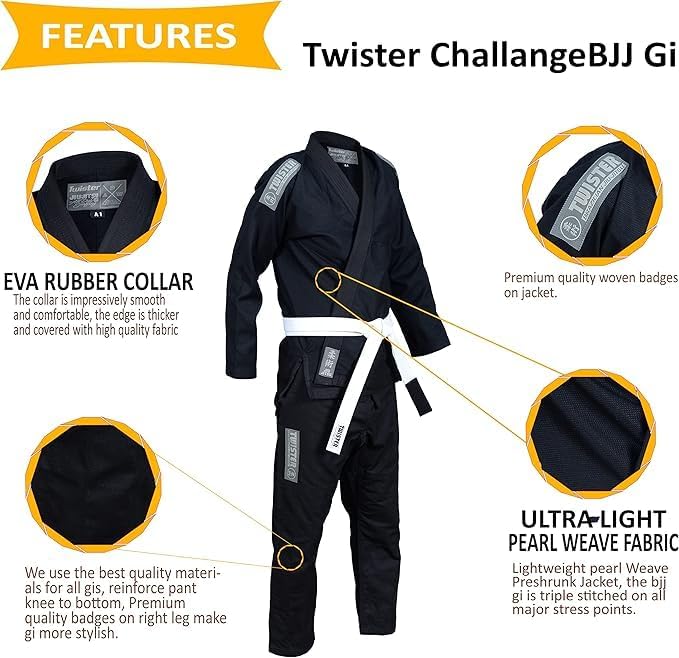 Twister Challenge BJJ Gi Brazilian Jiu Jitsu Gi Preshrunk Pearl Weave - Image 4