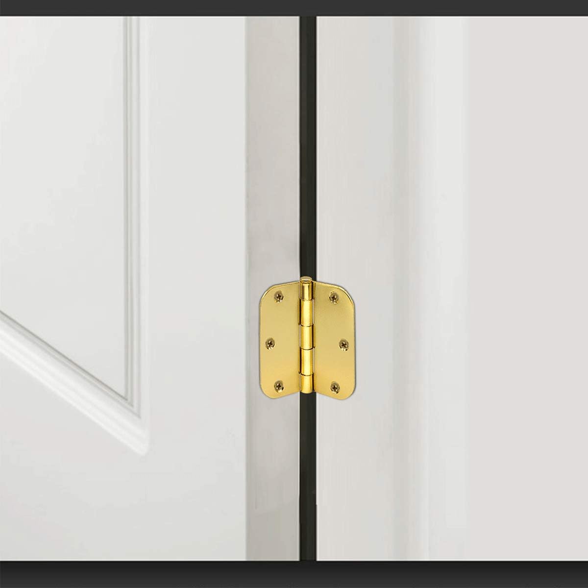 (Pack of 12) 3.5" x 3.5" Door Hinges with 5/8" Radius Corners Polished Brass