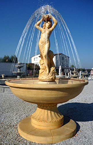 Casa Padrino Art Nouveau Garden Fountain with Virgin Sculpture Beige Ø 160 x H. 222 cm - Fountain - Garden Decoration Fountain
