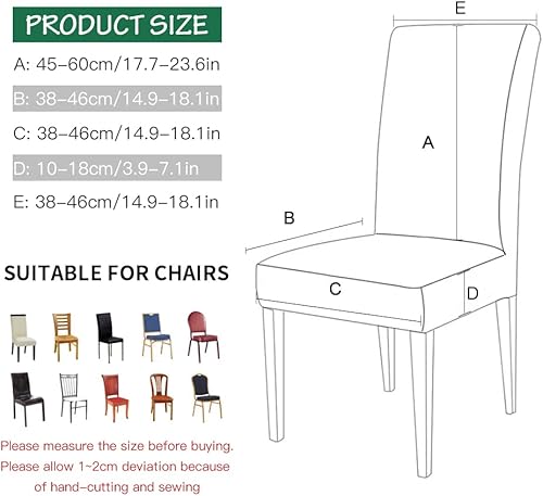 Miniatura 8 de OTOSTAR Fundas para sillas de Navidad, paquete de 4 fundas elásticas y suaves de elastano extraíble para cocina, comedor, hotel, ceremonia,