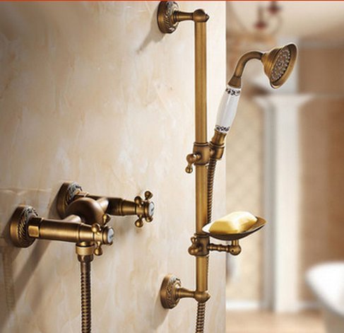 Mélangeur baignoire laiton antique double leviers pour bain relaxant