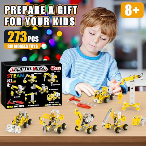 PANPAPA Erector Sets for Kids Ages 8-12,6 Nano Engineering Toys for Kids 5-7,Metal Building Construction Model kit,DIY STEM Building Blocks Gift for Boys & Girls(273pcs) - Image 6