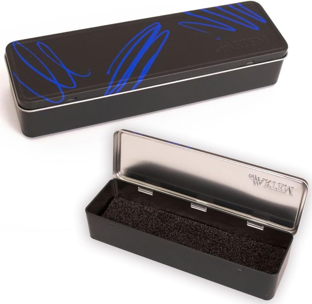 Hartem - Metal Case with Flip Lid, Portable Empty Box for Pencils, Brushes, Watercolor Godets Media, Pens and Art Supplies, Sturdy Organizer for Travel or School