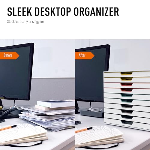 Durable VARICOLOR 10 Drawer Unit - White Desktop Drawer Set with 10 Color Coded Draws - Letter Size Files - Perfect for Storing Documents and Paper Work by Durable - Image 2