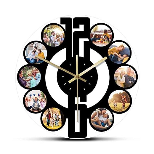 The Geeky Days Create Your Own 10 Customized Instagram Family Photos Wall Hanging Silent Quartz Clock Gift for Friend Personalized Wall Watch (15x15inch)