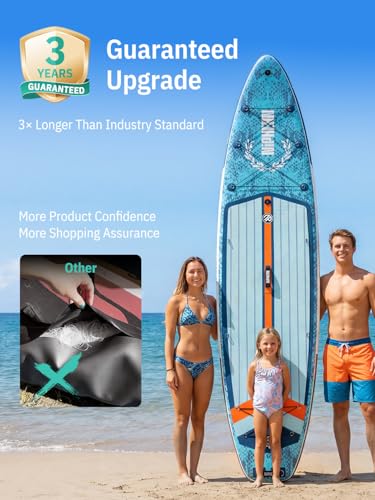 Image of Niphean (Extra Large) Inflatable Paddle Board, SUP for 2+1 People /Family 500lbs Capacity Stand Up Paddle Board with SUP Accessories, StabilTrac Fin Non-Slip Paddleboard for Adults