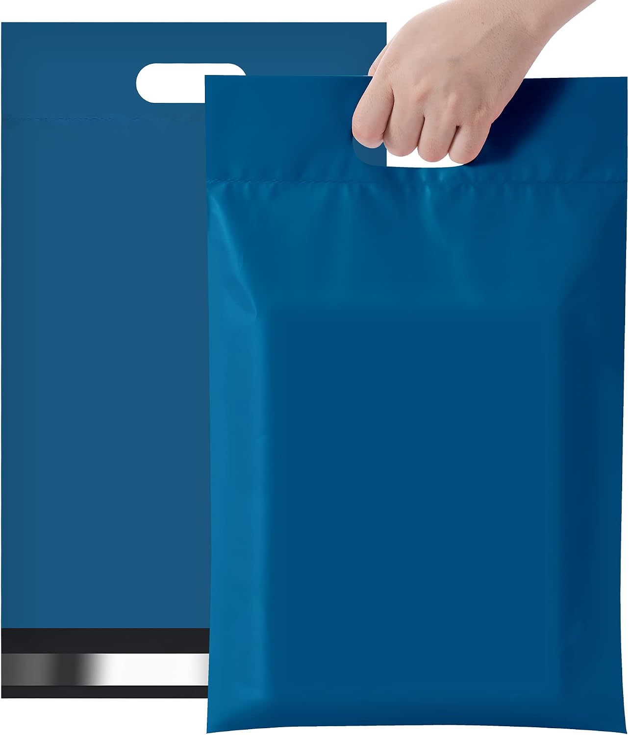 UCGOU Poly Mailers with Handle 14.5x19 Inch Navy Blue Pack of 100 Premium Shipping Bags Easy to Carry Envelopes Mailing for Clothing with Self Seal Adhesive Waterproof and Tear Proof Postal Packages