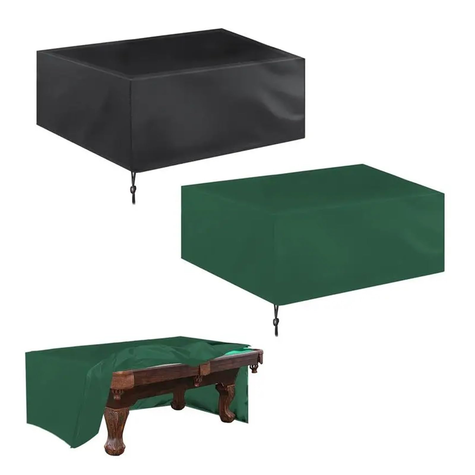 2 Pcs Dustproof and Waterproof Outdoor Full Billiard Solid Color with Pull Rope Pool Table Dustproof Equipment(Green)