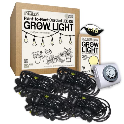 Miracle Led Un-Edison Energy Miser Plant-To-Plant Grow Light Kit Full Spectrum Bulbs Replacing 60W (4-Pack) With Sproutmatic Grow Light Timer (609873) #TOP26
